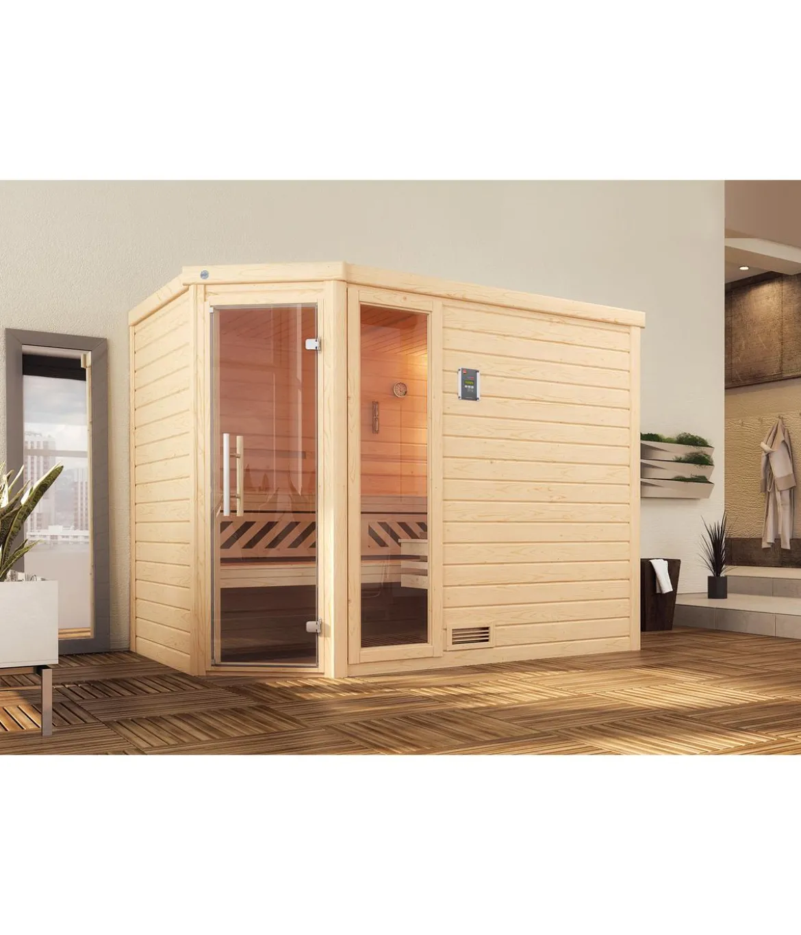 Weka Sauna Turku mit Glastür und Fenster, ca. B248/H205/T198 cm