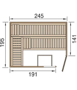Weka Sauna Turku mit Glastür und Fenster, ca. B248/H205/T198 cm