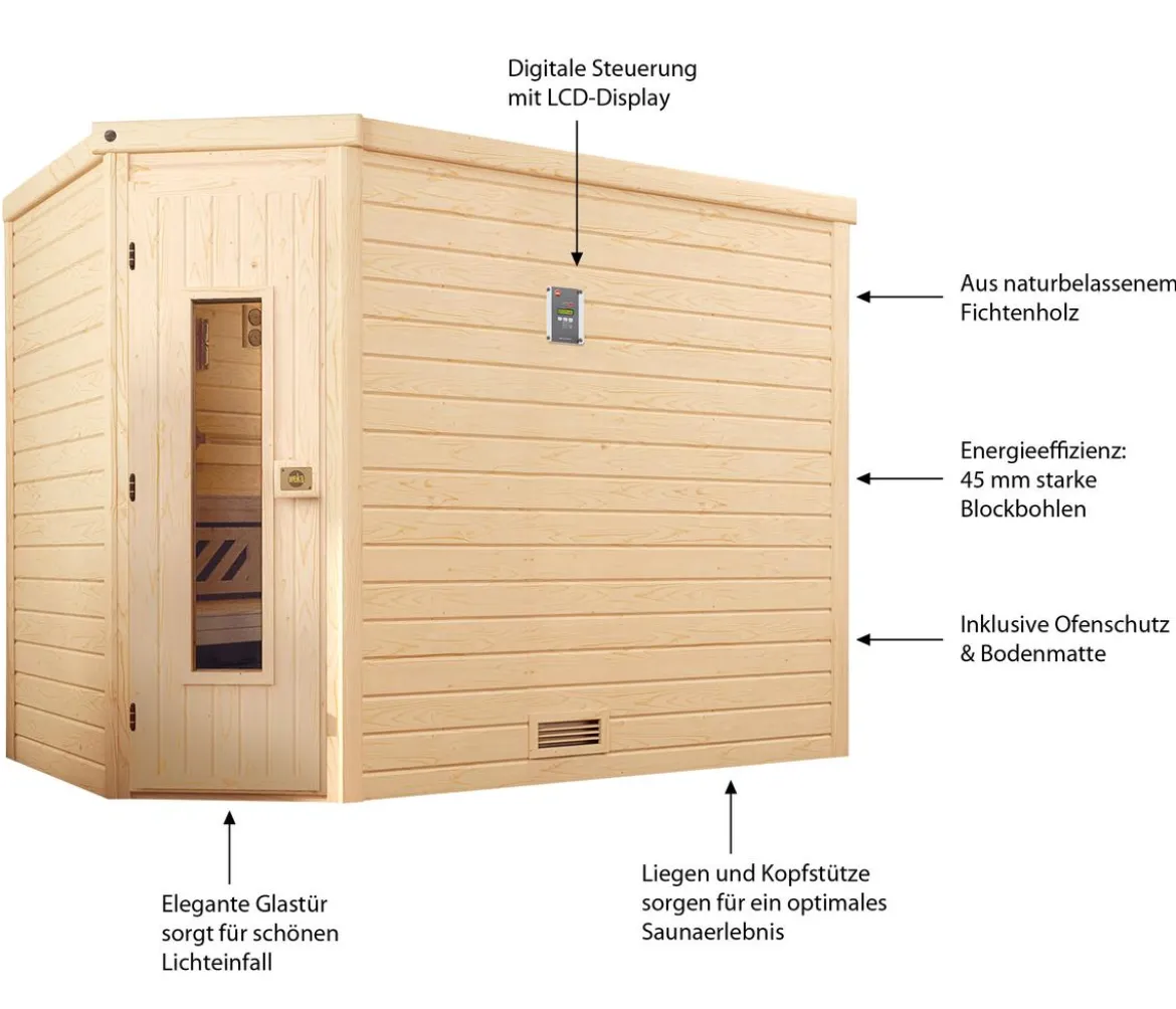 Weka Sauna Turku mit Holztür, ca. B248/H205/T198 cm