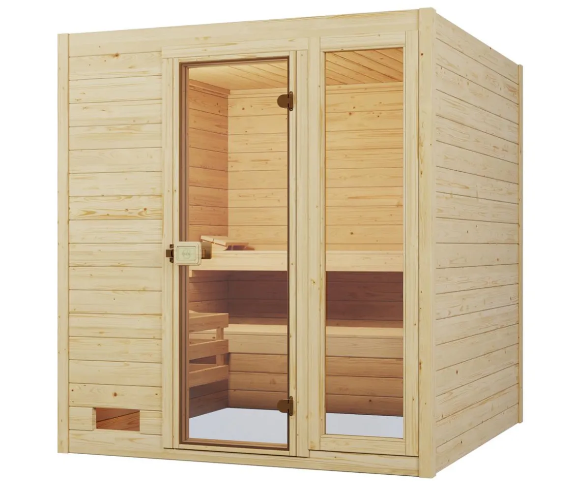 Weka Sauna Valida Plus mit Glastür und Fenster inkl. Ofen, ca. B189/H204/T172 cm