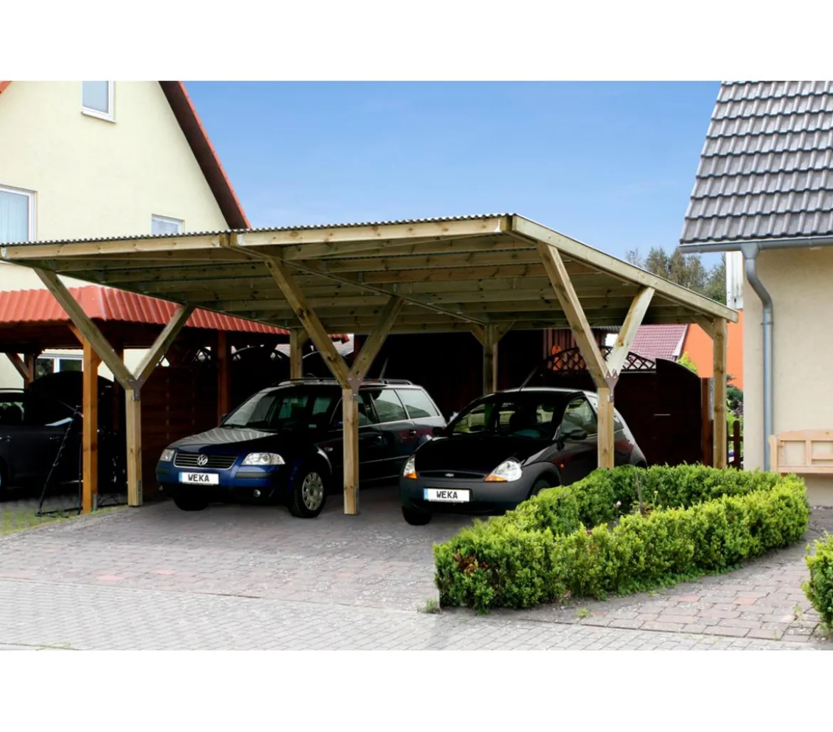 Weka Y-Doppelcarport 612 mit Stahldach, ca. B592/H250/T606 cm