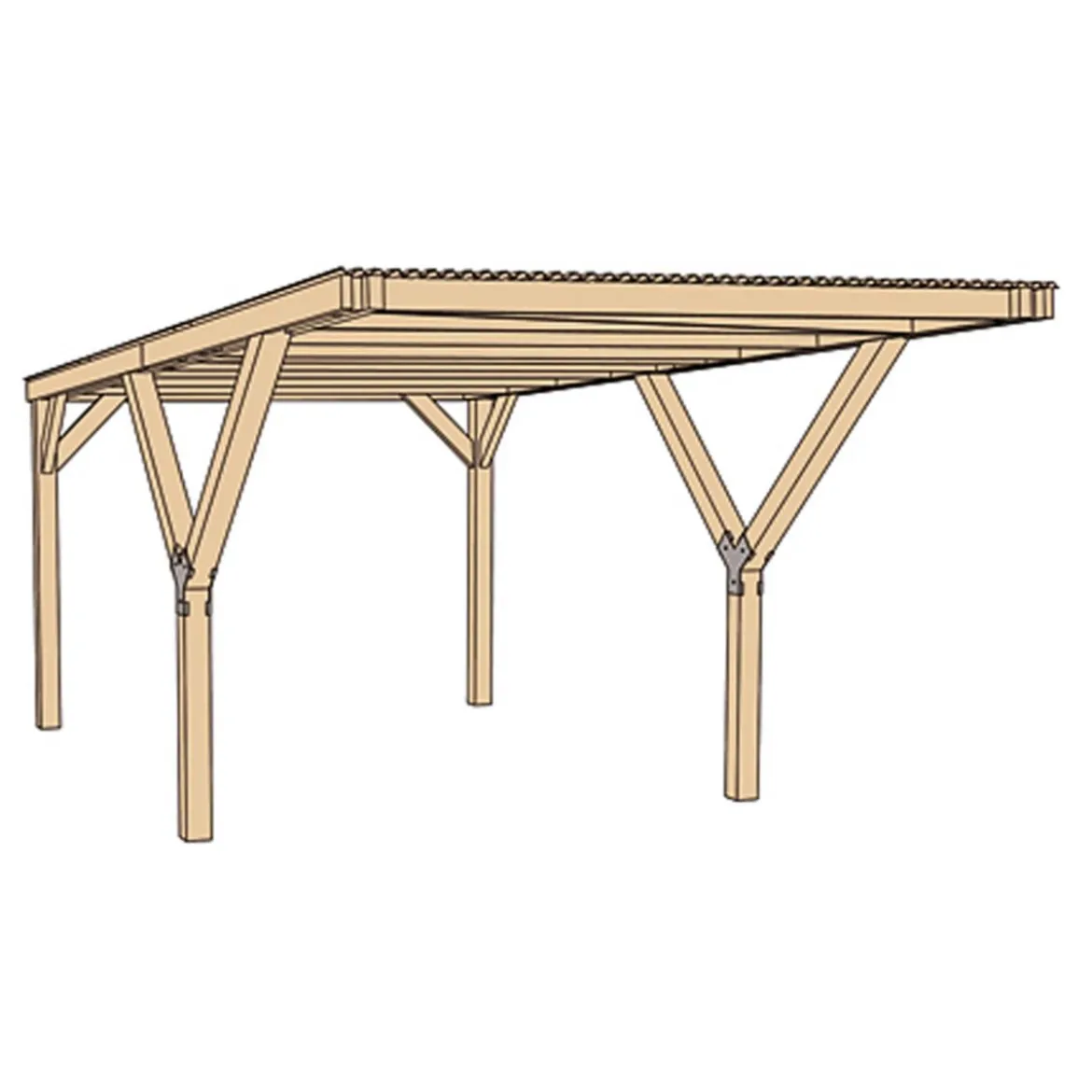 Weka Y-Einzelcarport 612 ohne Dacheindeckung, ca. B306/H250/T606 cm