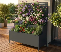 Westmann Stahl-Pflanzkasten mit Rankgitter Dekora 5, rechteckig, ca. B90/H120/T40 cm