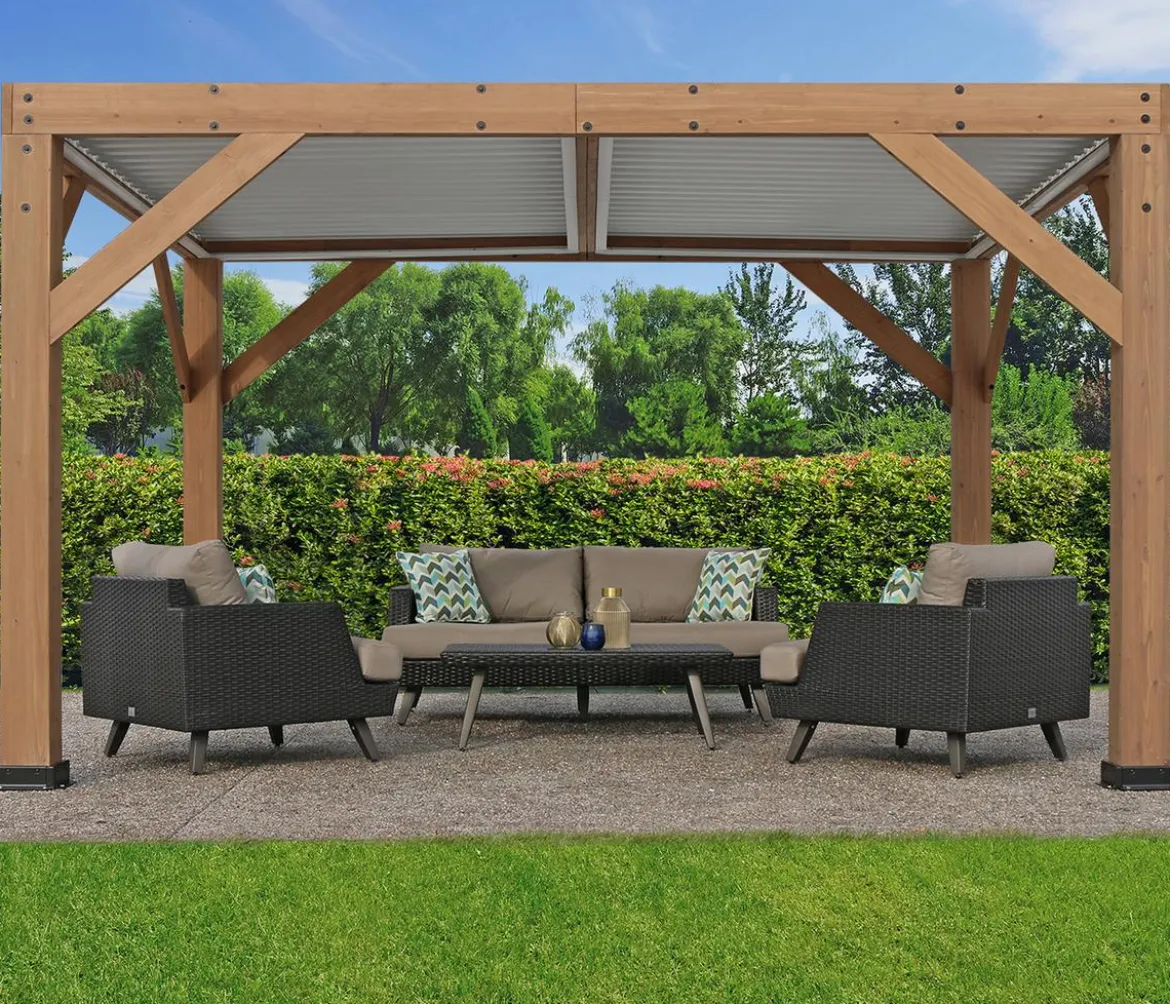Westmann Zedernholz-Pavillon Karl, mit Lamellendach, ca. B396/H251/T335 cm