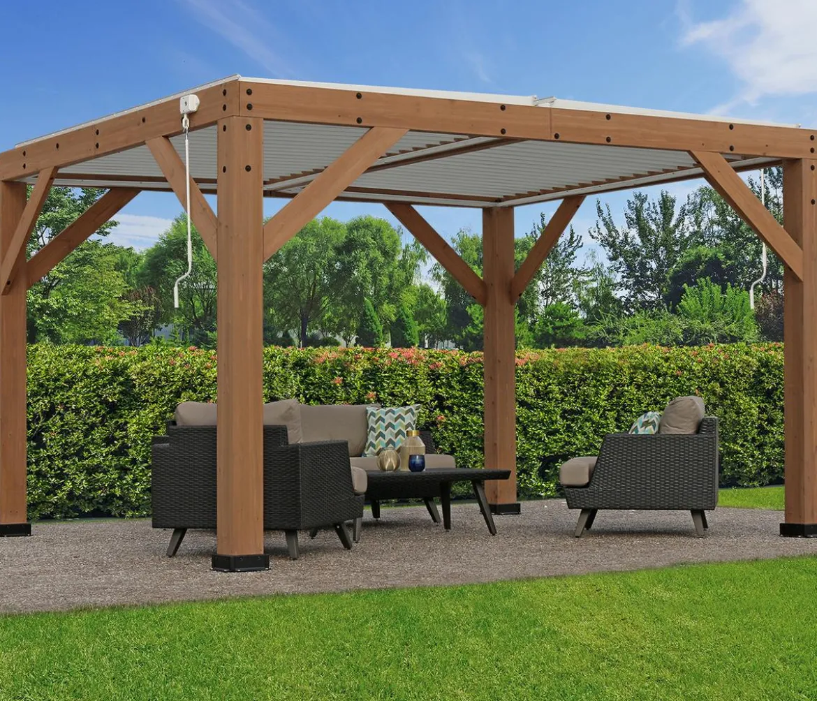 Westmann Zedernholz-Pavillon Karl, mit Lamellendach, ca. B396/H251/T335 cm
