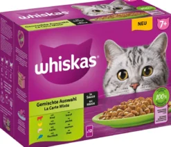 Whiskas® Nassfutter für Katzen Multipack Gemischte Auswahl in Sauce, Adult, 12 x 85 g
