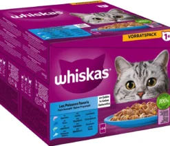 Whiskas® Nassfutter für Katzen Multipack 1+ Fisch in Gelee, Adult, 24 x 85 g
