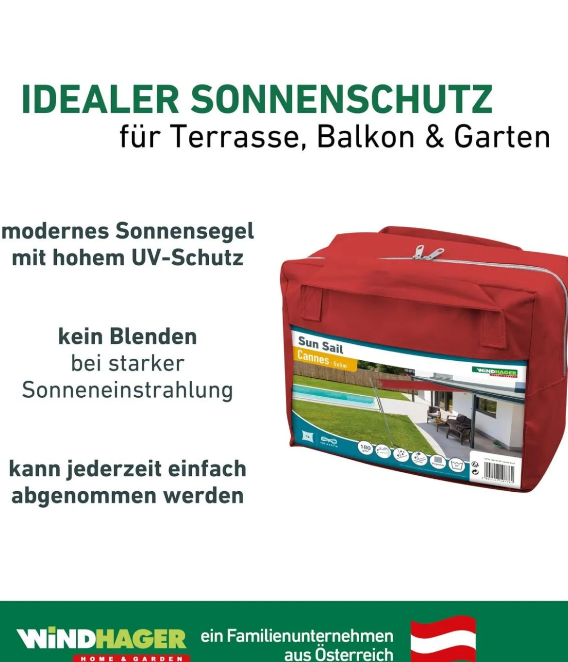 Windhager Sonnensegel Cannes, quadratisch, ca. B500/T500 cm