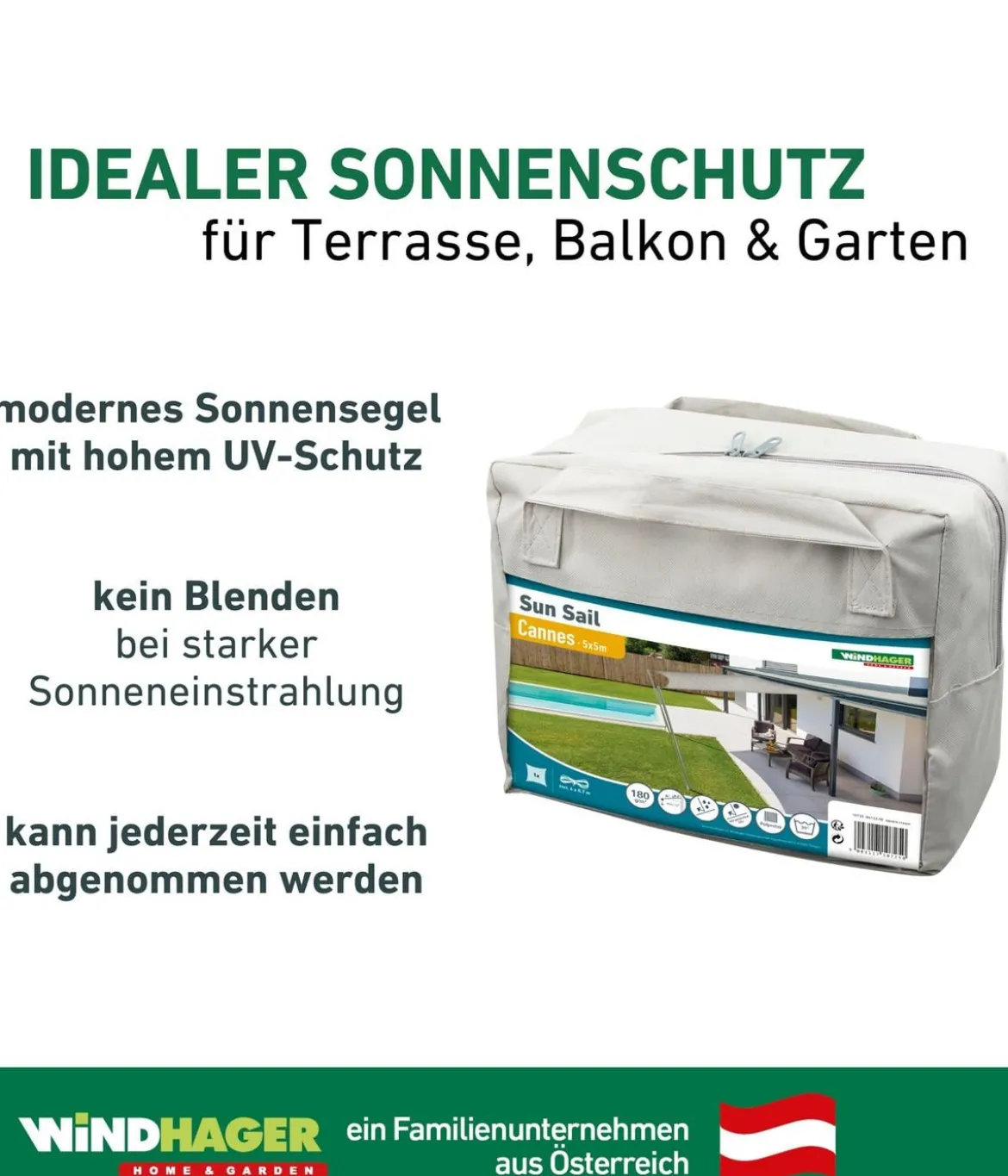 Windhager Sonnensegel Cannes, quadratisch, ca. B500/T500 cm