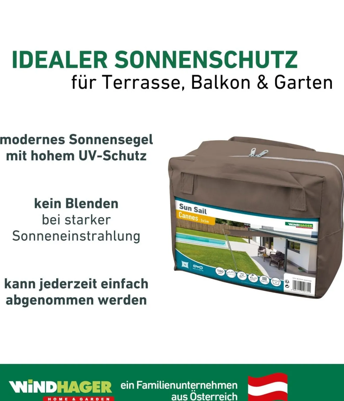 Windhager Sonnensegel Cannes, quadratisch, ca. B500/T500 cm