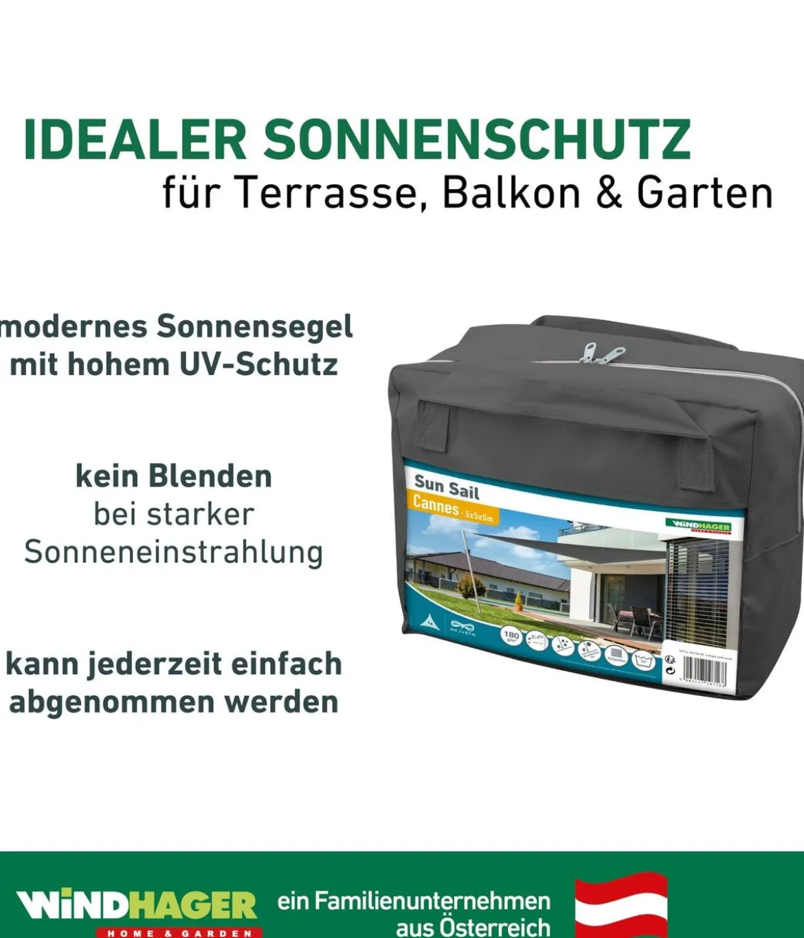 Windhager Sonnensegel Cannes, dreieckig, ca. B500/T500 cm