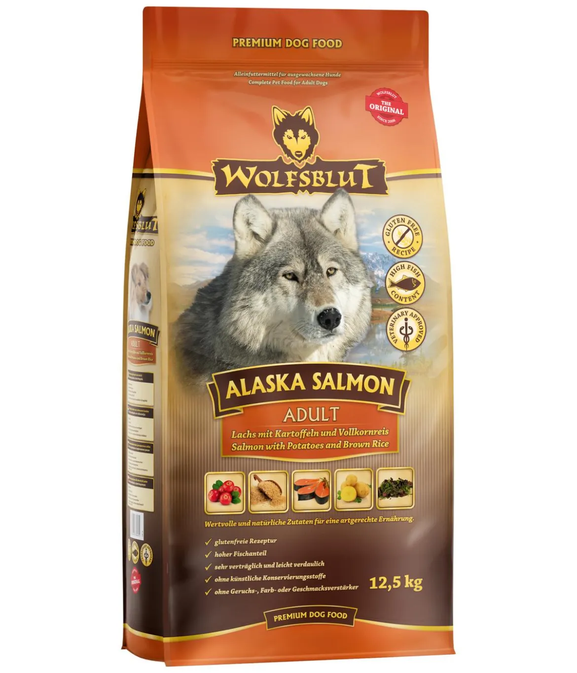 WOLFSBLUT Trockenfutter für Hunde Alaska Salmon, Adult, Lachs & Kartoffeln