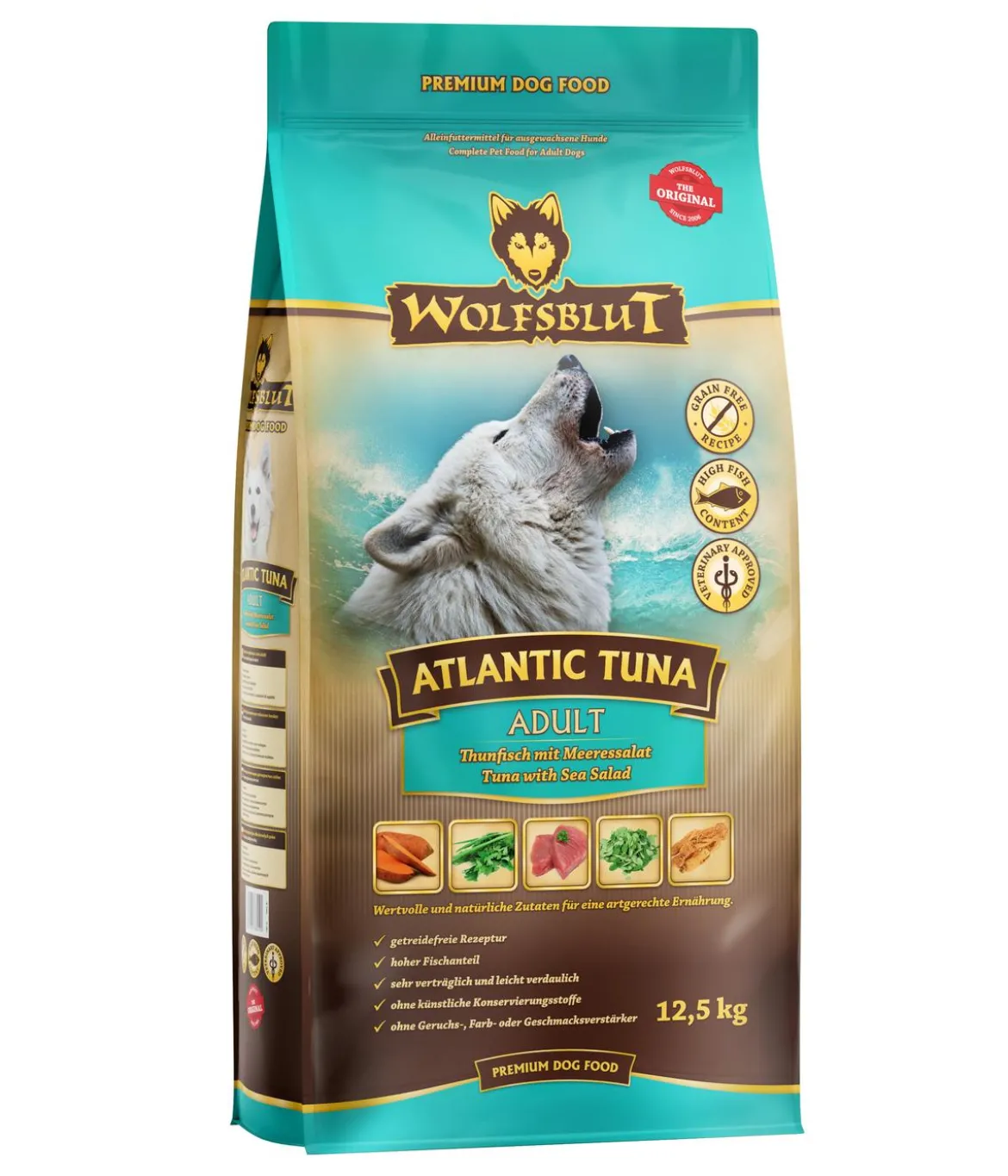 WOLFSBLUT Trockenfutter für Hunde Atlantic Tuna, Adult, Thunfisch & Meeressalat