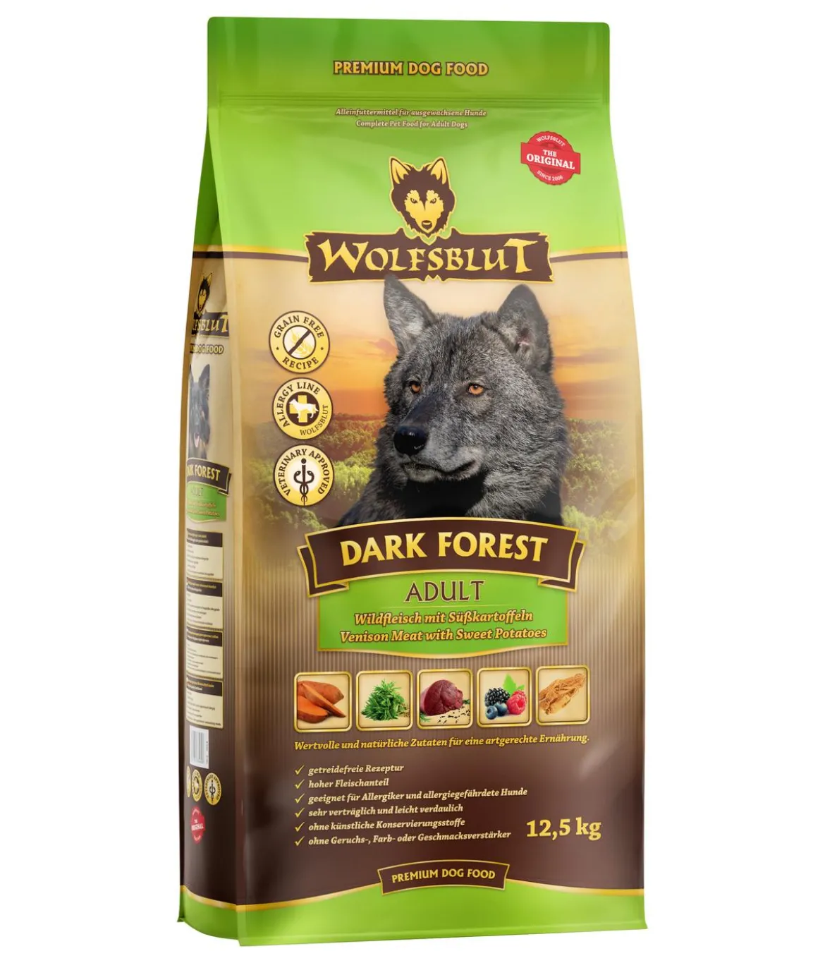WOLFSBLUT Trockenfutter für Hunde Dark Forest, Wild & Süßkartoffeln
