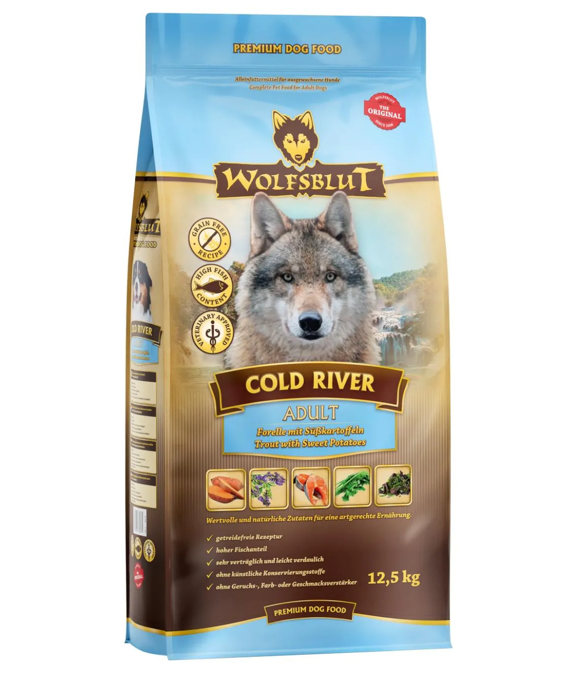 WOLFSBLUT Trockenfutter für Hunde Cold River Forelle & Süßkartoffel