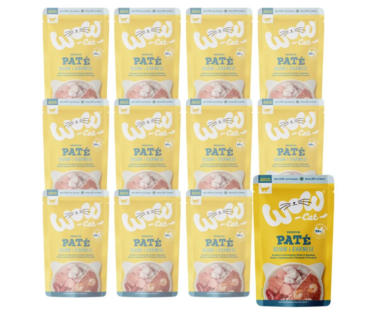WOW® Cat Nassfutter für Katzen Premium Paté Adult, 12 x 125 g