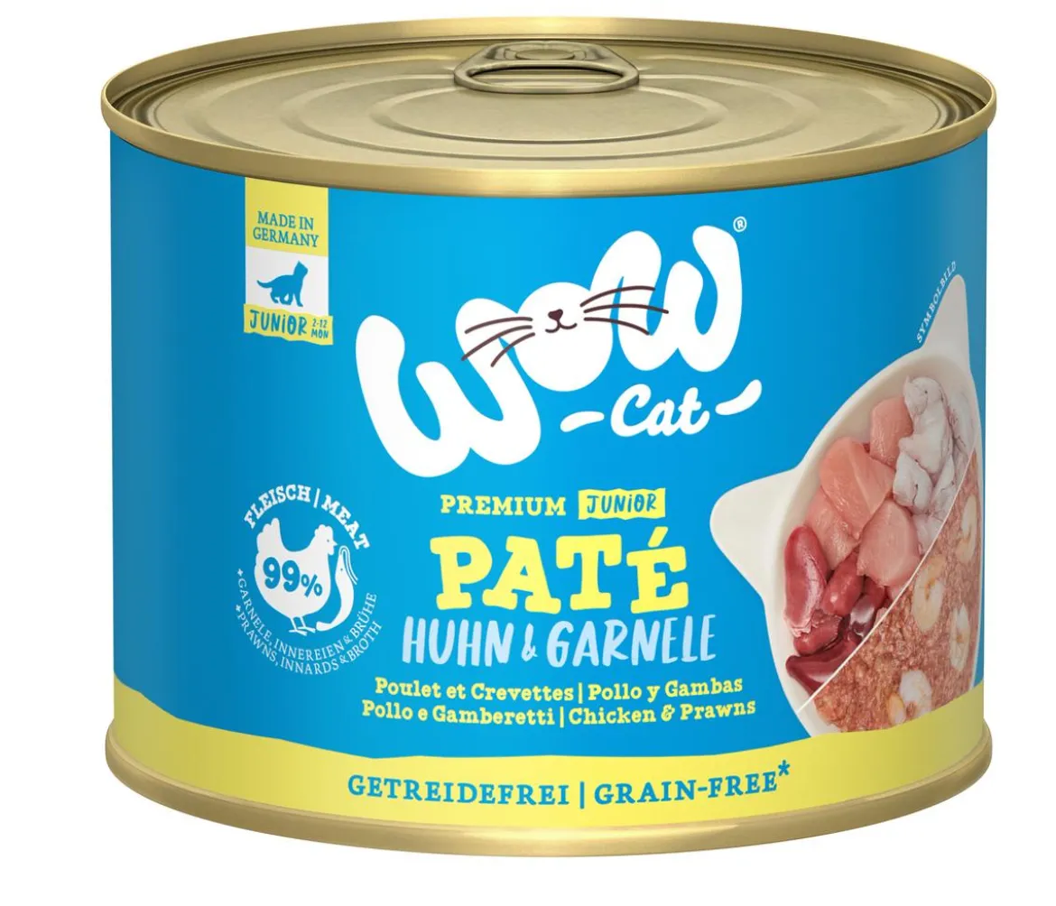 WOW® Cat Nassfutter für Katzen Premium Paté Junior, 6 x 200 g