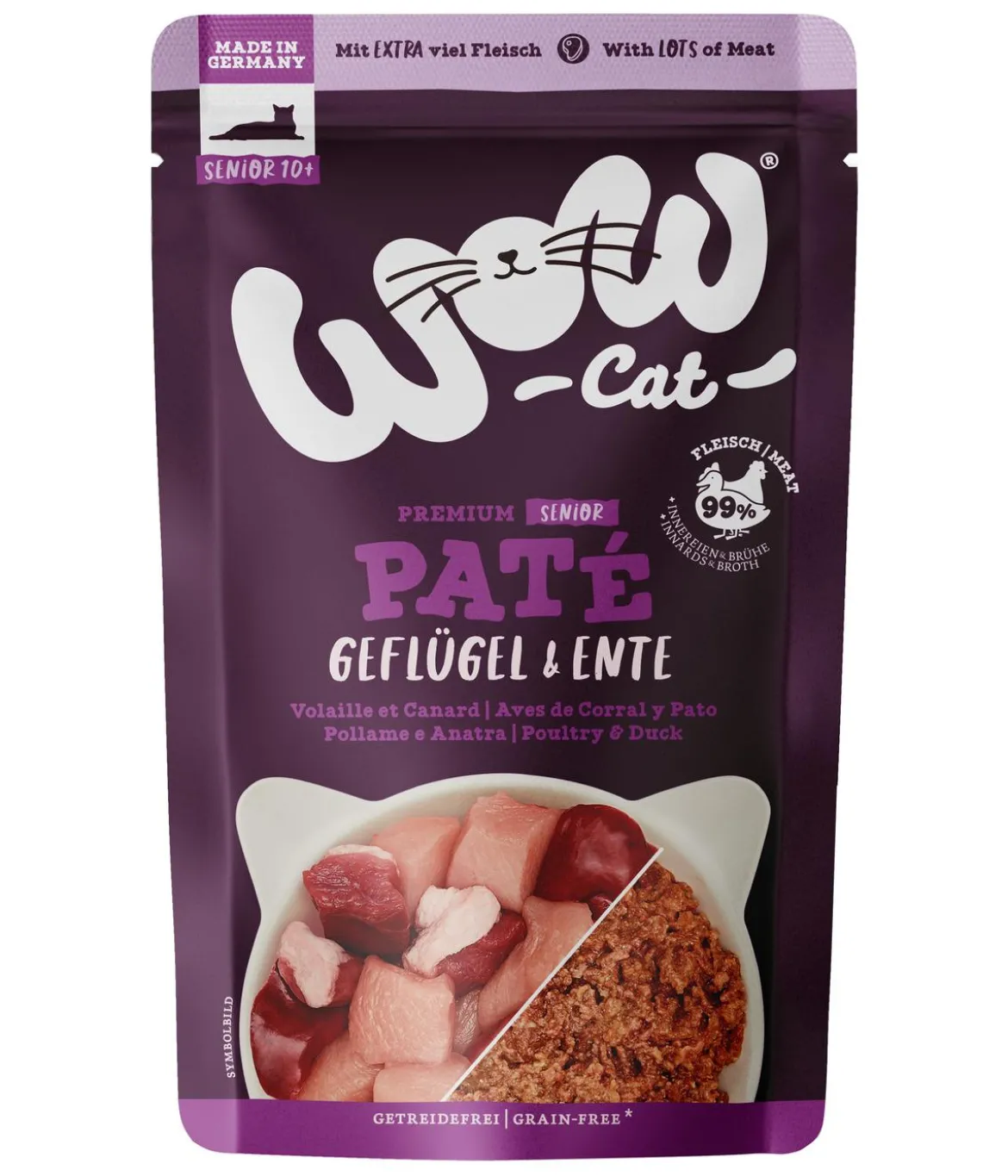 WOW® Cat Nassfutter für Katzen Premium Paté Senior, 12 x 125 g