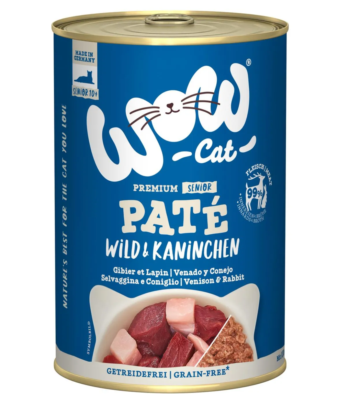 WOW® Cat Nassfutter für Katzen Premium Paté Senior, 6 x 400 g