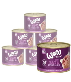 WOW® Cat Nassfutter für Katzen Premium Paté Senior, 6 x 200 g