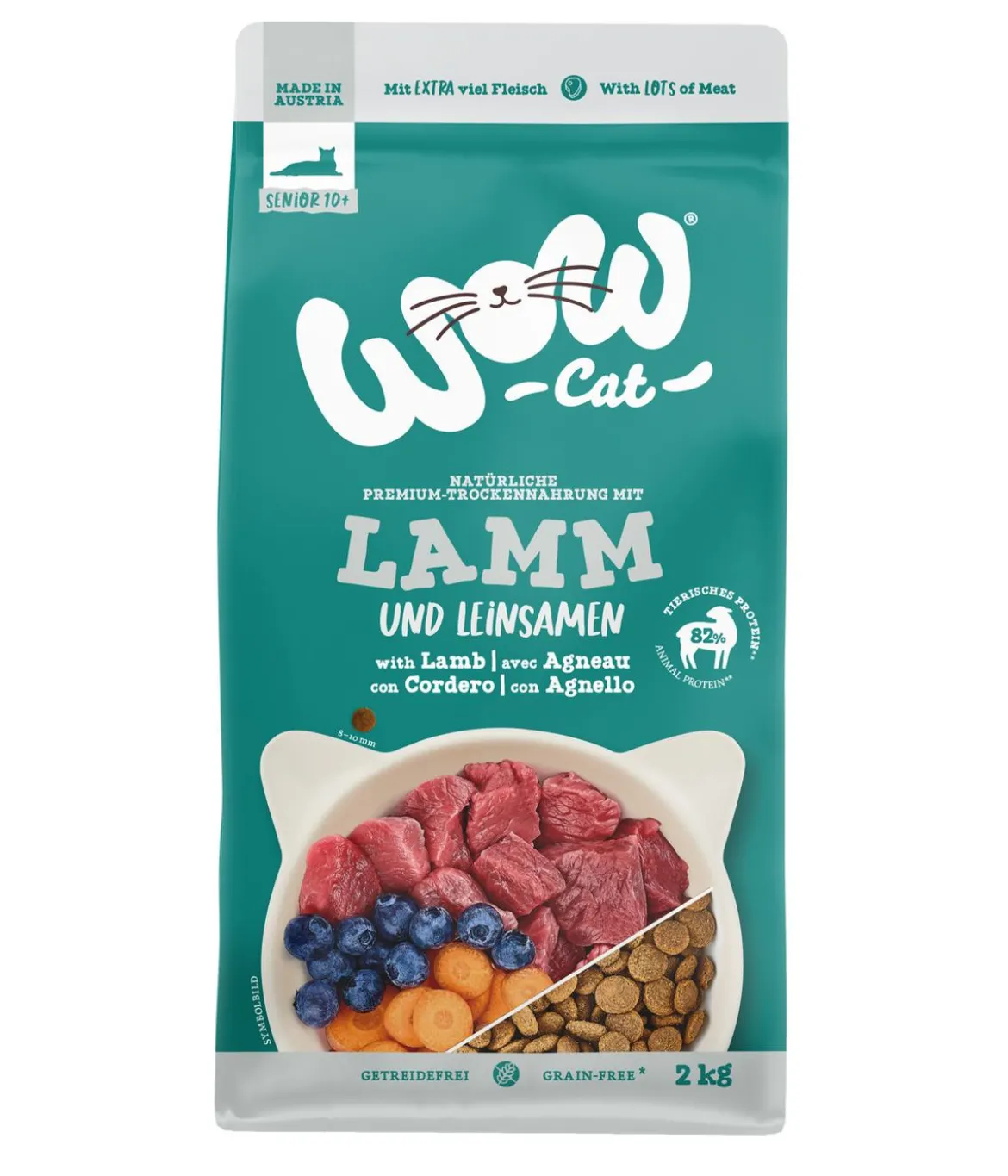 WOW® Cat Trockenfutter für Katzen Senior, Lamm & Leinsamen