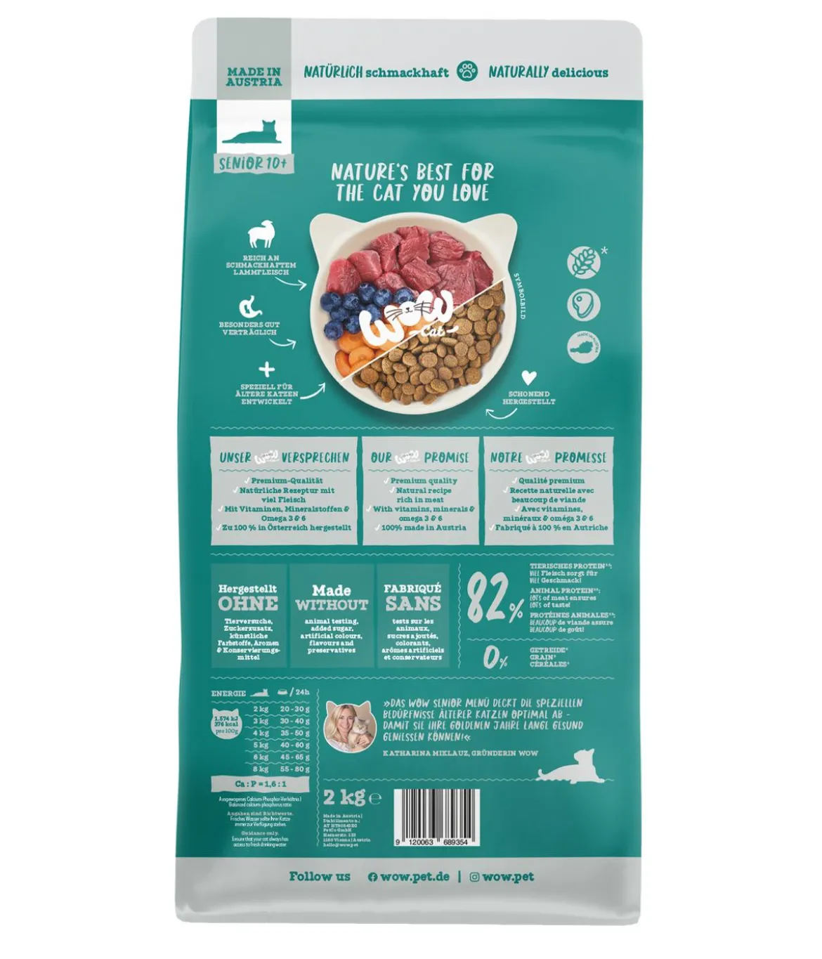 WOW® Cat Trockenfutter für Katzen Senior, Lamm & Leinsamen