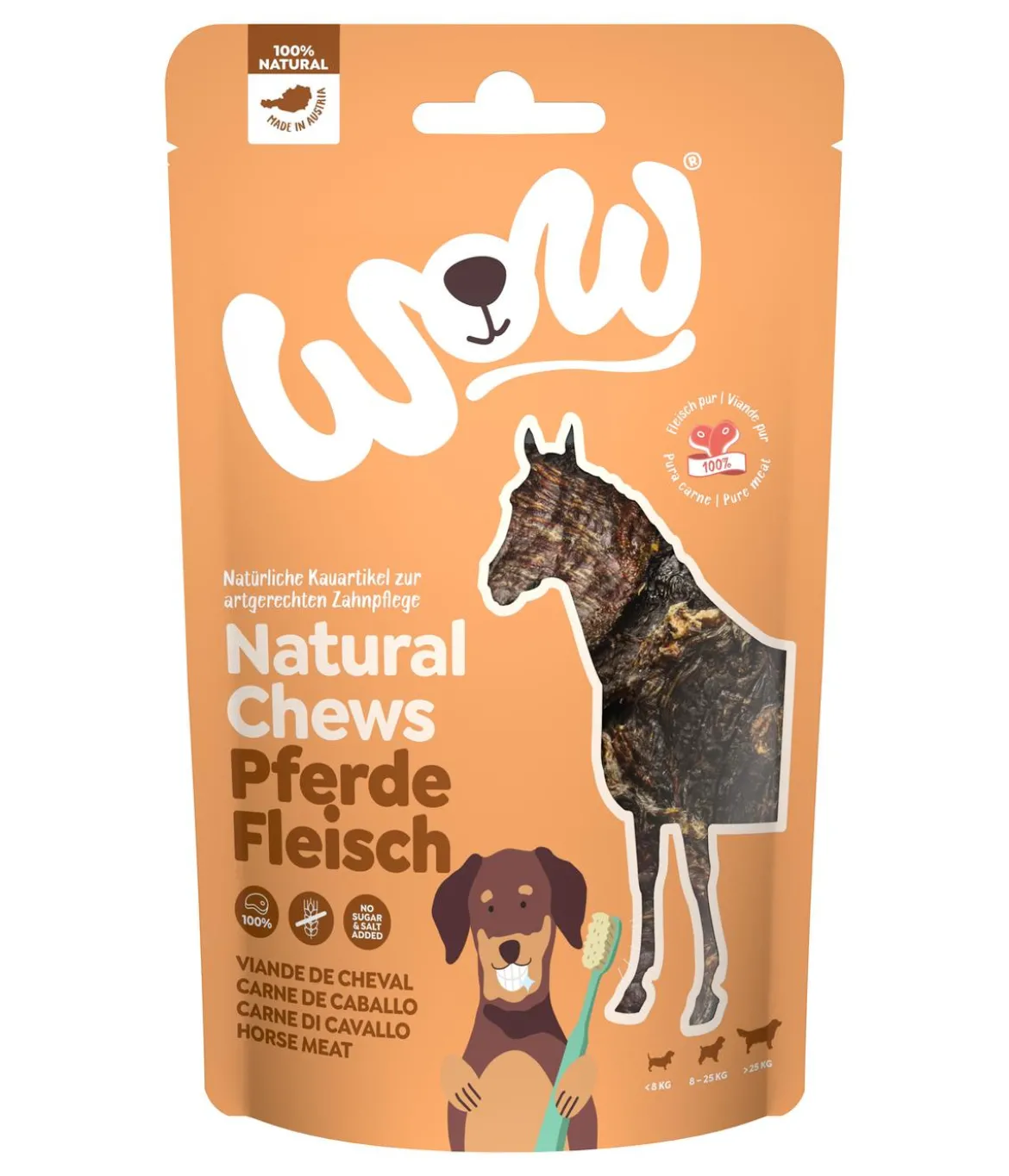 WOW® Hundesnack Natural Chews Pferdefleisch, Adult, 250 g