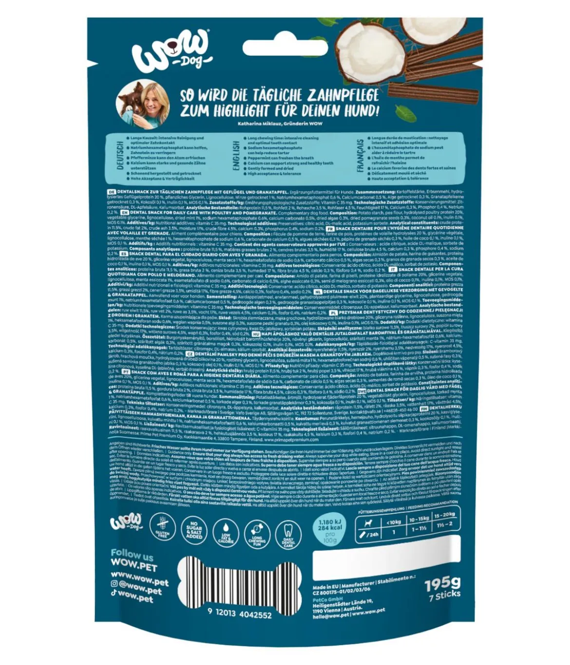 WOW® Hundesnack Natural Dentals Mini, 195 g