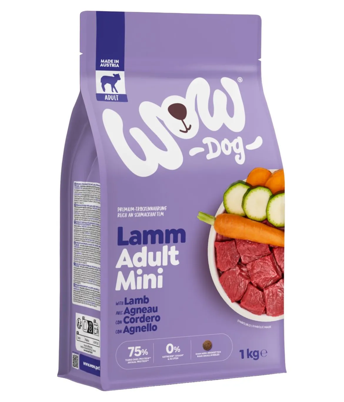 WOW® Trockenfutter für Hunde Adult, Lamm, 1 kg
