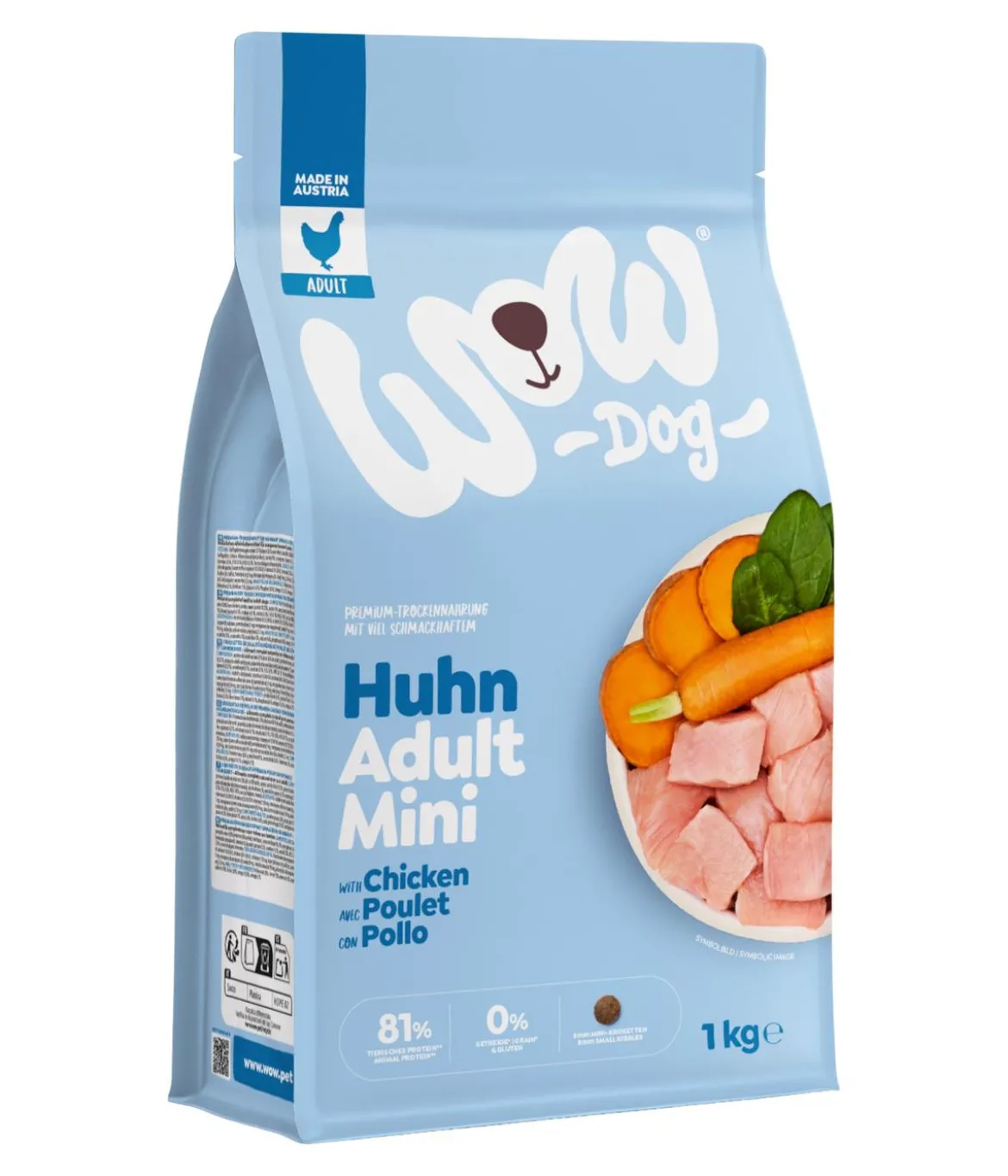 WOW® Trockenfutter für Hunde Mini Adult, Huhn