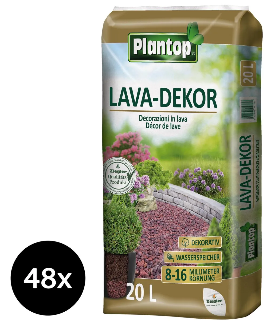 Ziegler Plantop Lava-Dekor, 8-16 mm, 48 x 20 Liter